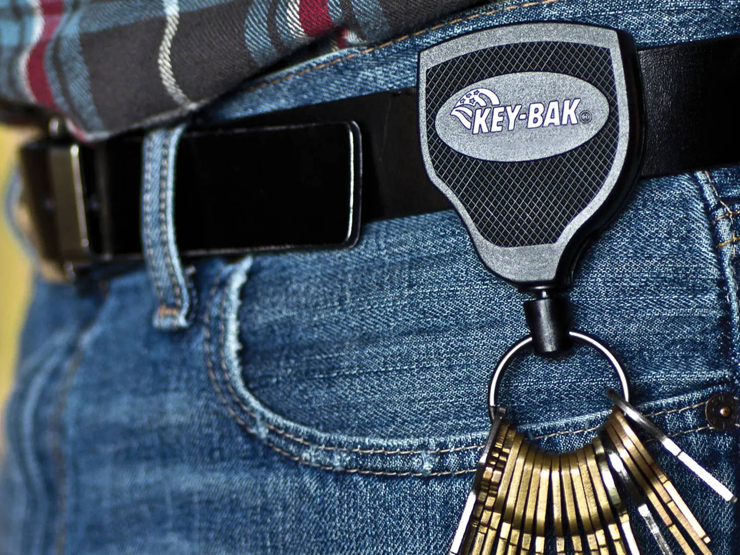 KEY-BAK #5B - Heavy Duty Retractable Key Badge Reel with Link Chain & Belt  Clip