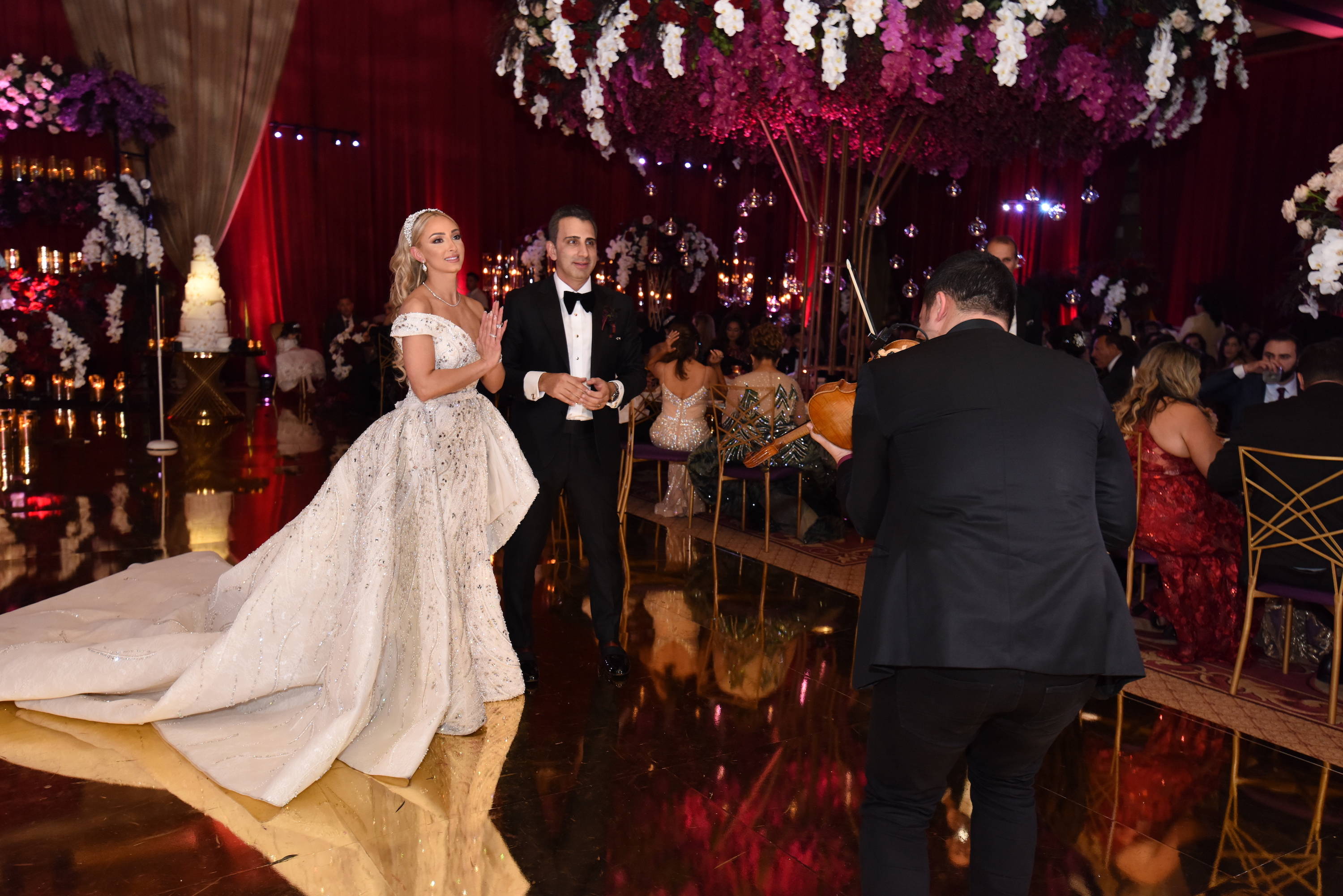 Winter fairytale wedding theme at Fairmont Grand San Diego with Camilla Gabrieli white wedding shoes