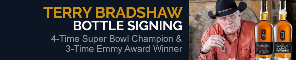 Terry Bradshaw bottle signing event banner.