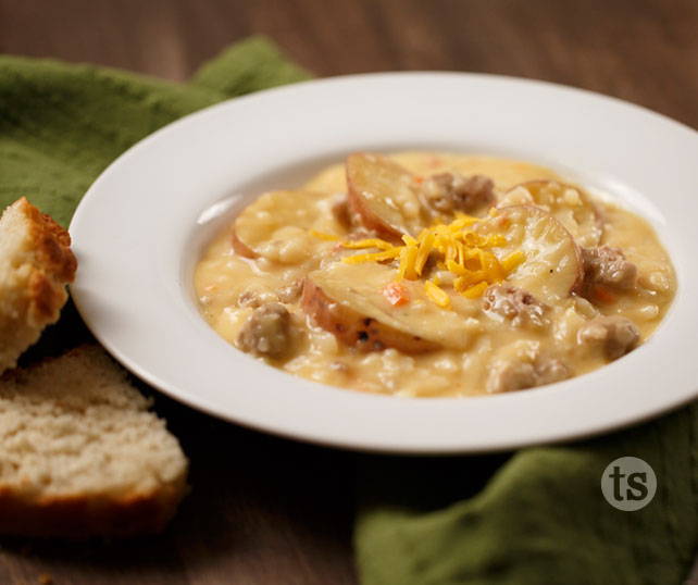 perfectly potato cheddar beer sausage soup