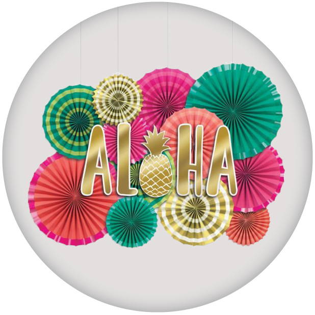 Image of green, pink and gold Aloha decorating kit. Shop all decorating kits.