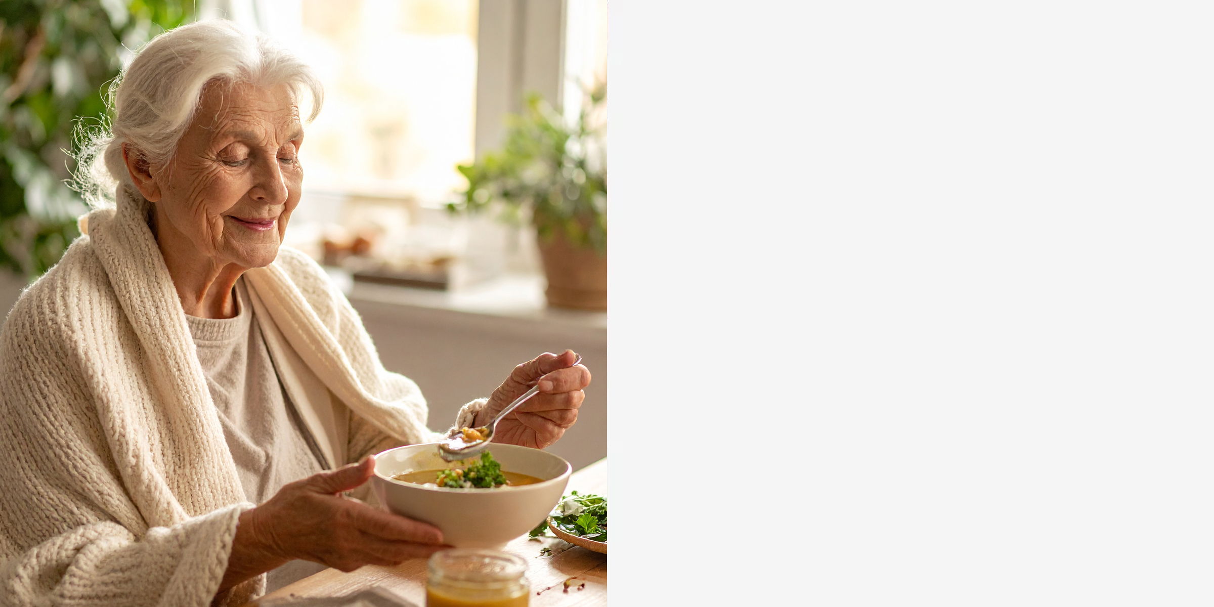 Woman Eating Soup