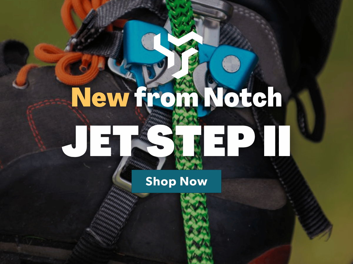New from Notch: Jet Step II climbing gear advertisement.