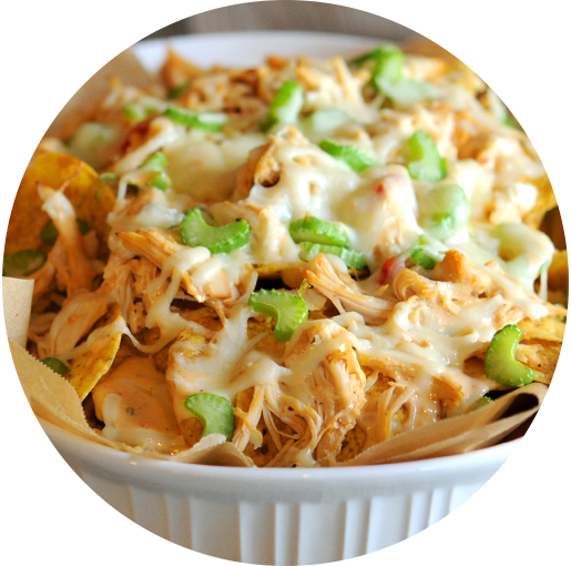 baked buffalo chicken nachos