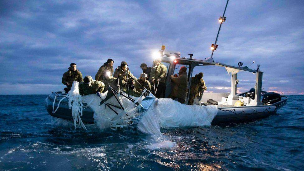 Chinese surveillance balloon debris captured by the Navy