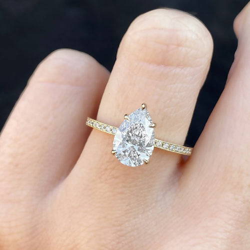 Lauren pear diamond mixed metal ring
