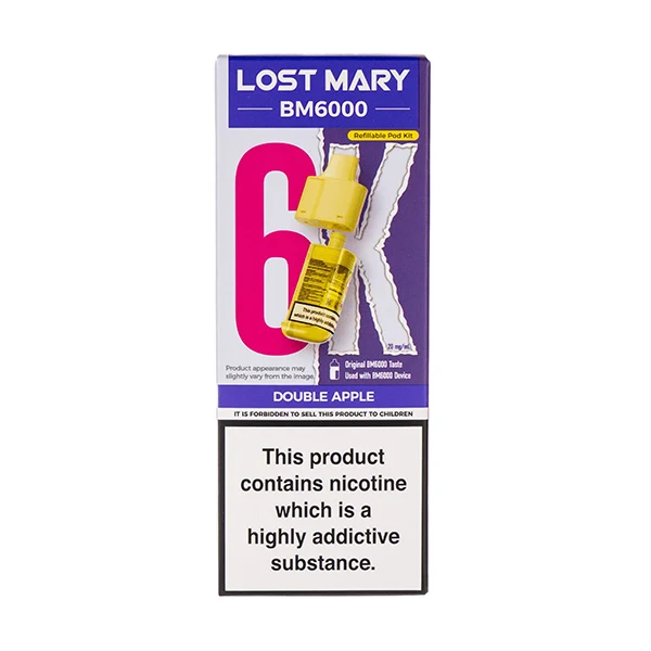 A picture of a Double Apple BM6000 prefilled pod pack by Lost Mary.