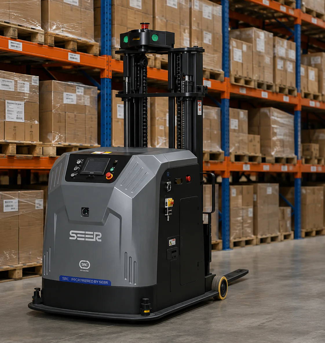AGV Forklift In Warehouse