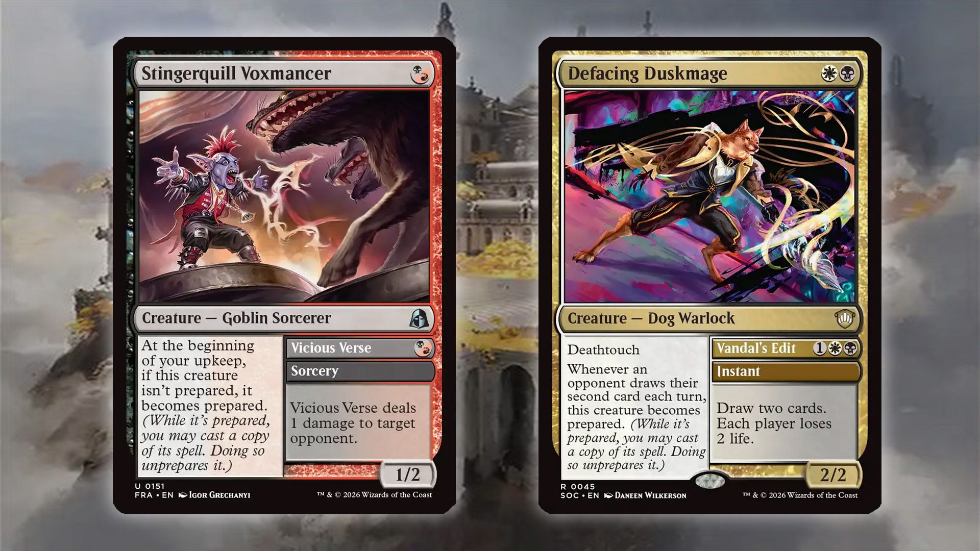 Cards from Stingerquill and Silverquill from the MTG set Reality Fracture.