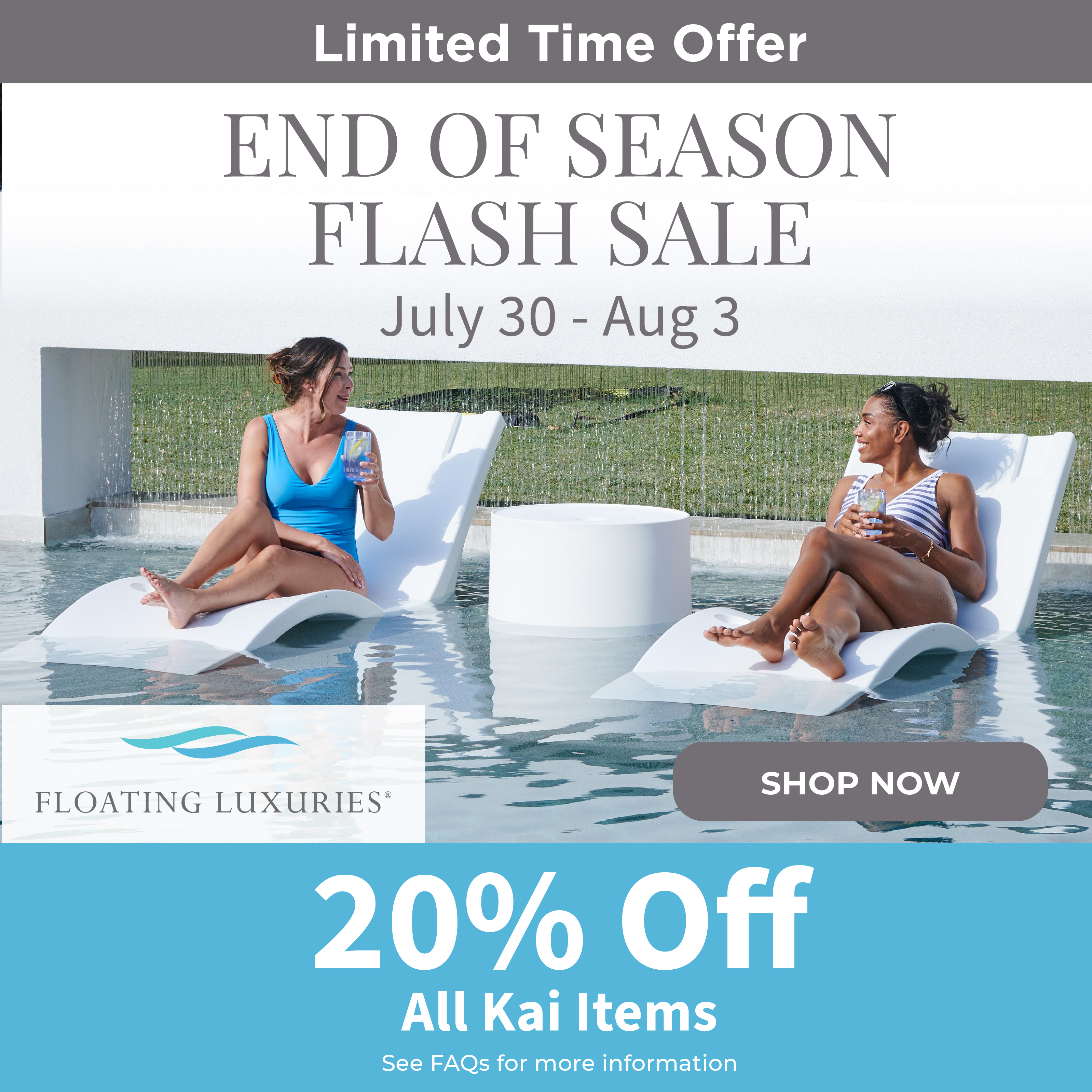 End of season flash sale advertisement with promotional details and discount offer.