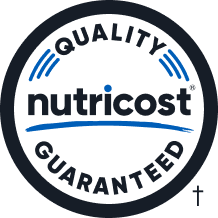 Nutricost quality guaranteed logo with text and circular design.