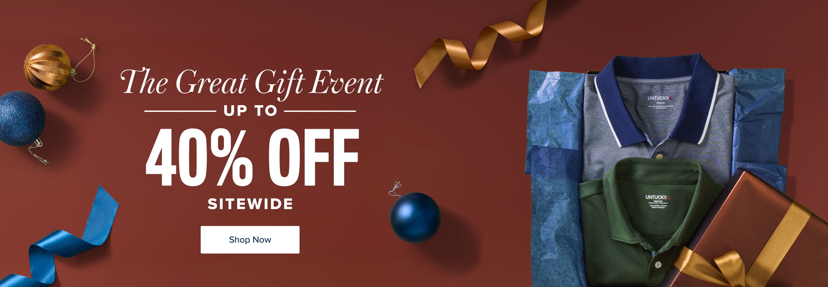 Promotional banner for gift event, featuring discounts and holiday-themed items.