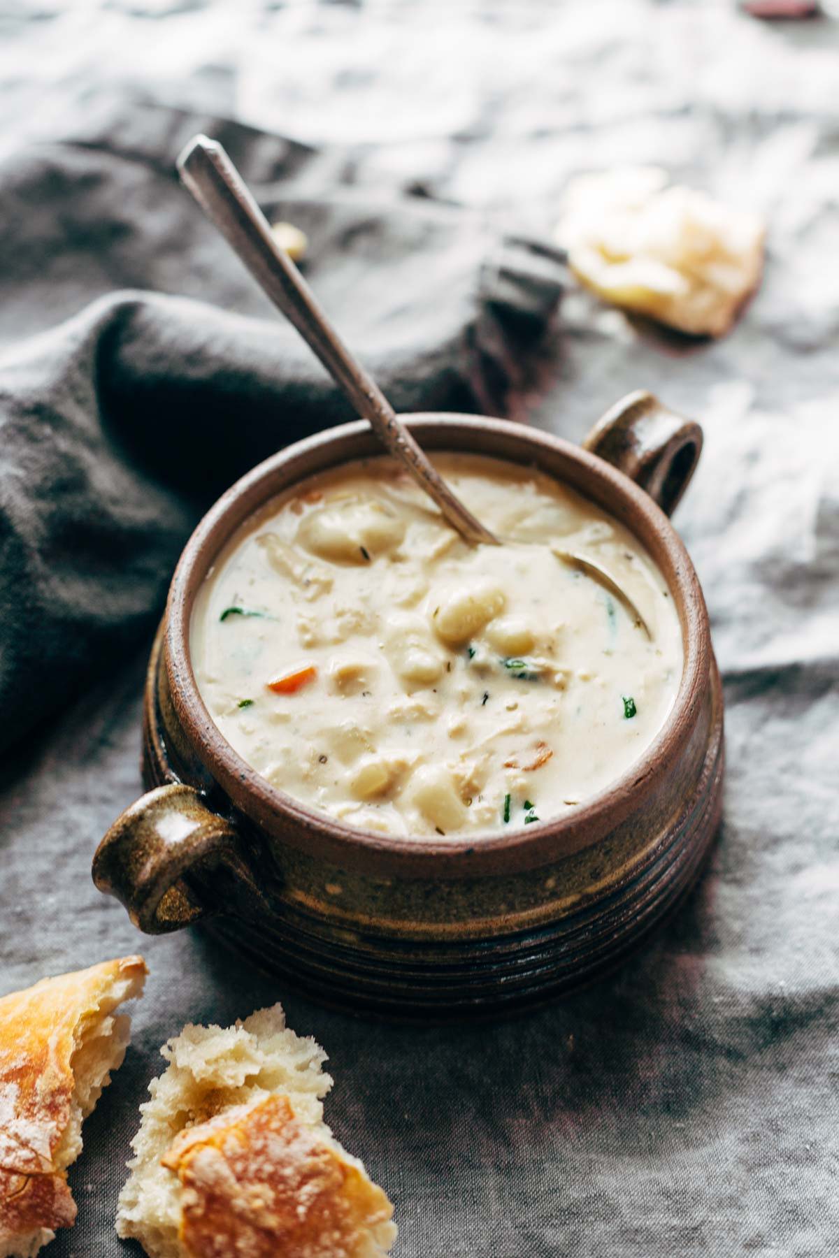 I slow-cooked soup starring chicken and gnocchi.