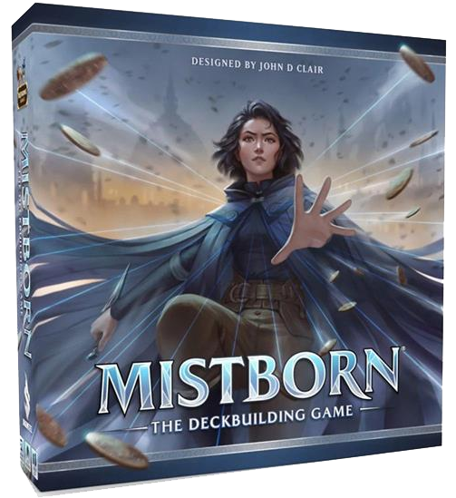The box art of Mistborn the Deckbuilding Game.