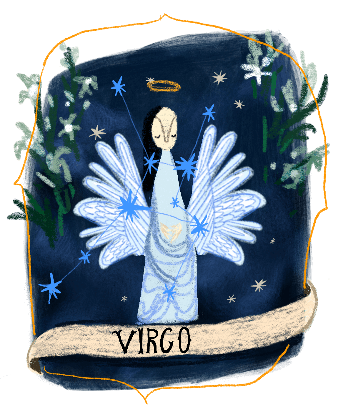 An illustration of the Virgo star sign.