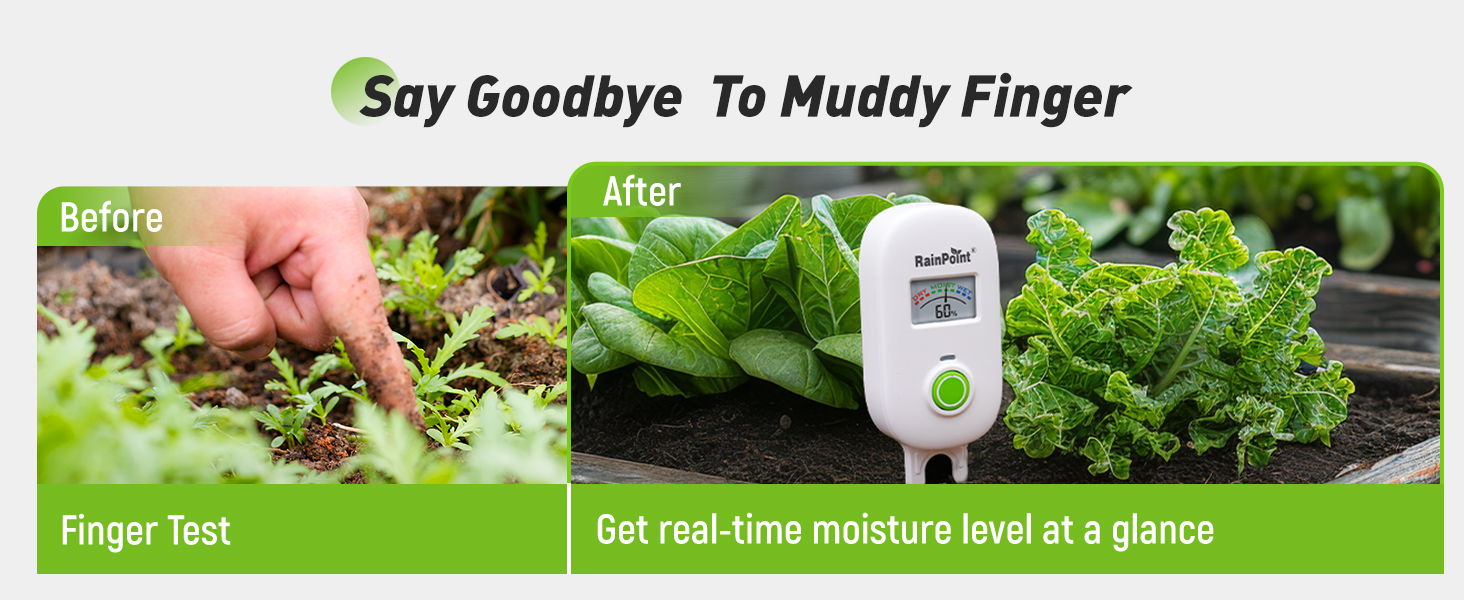 Image showing gardening tools and moisture meter with text about plant care.