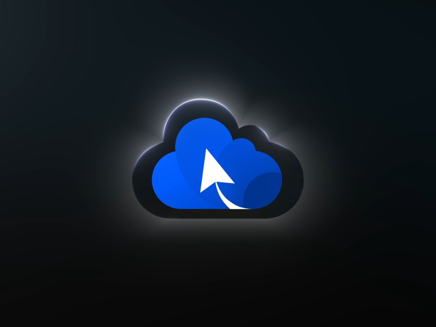 Blue cloud icon with a white cursor pointer.
