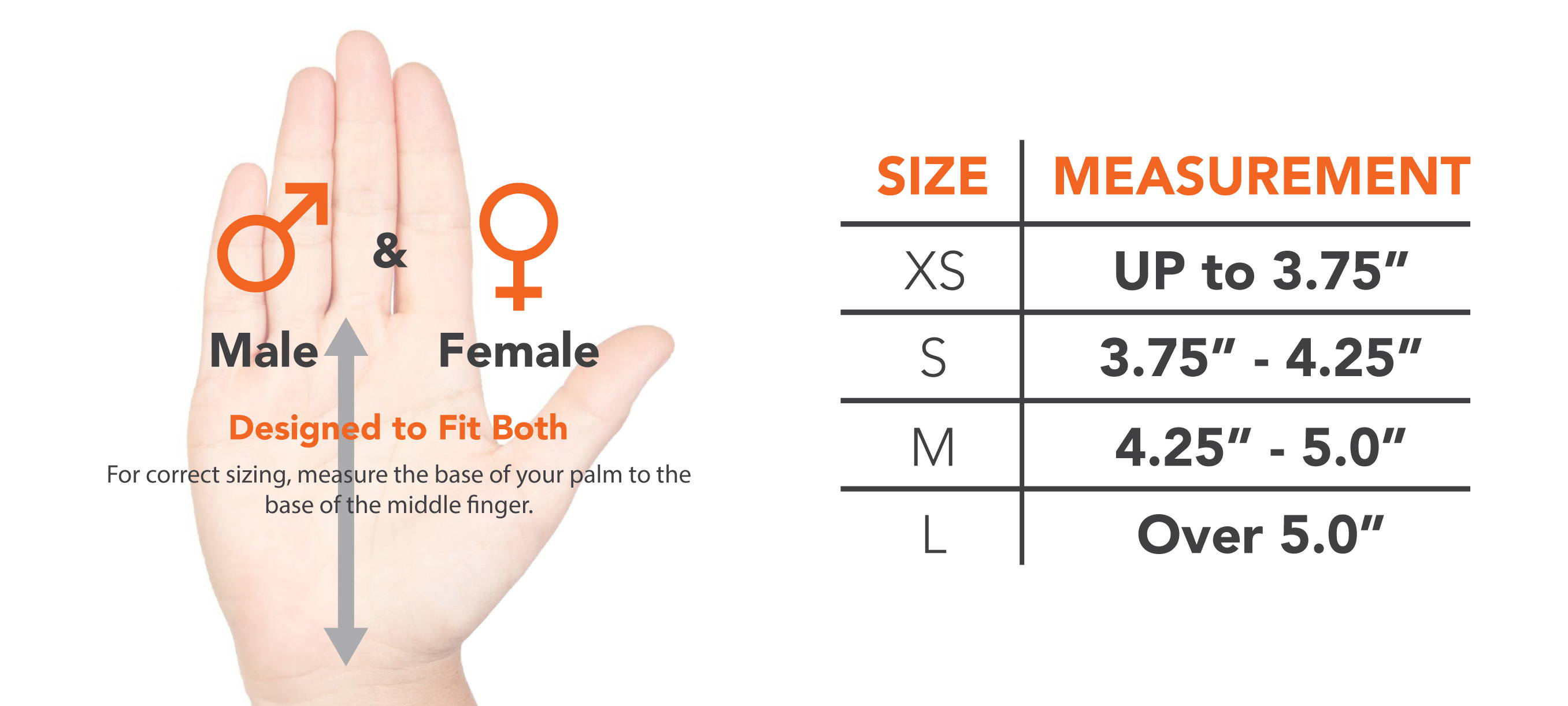 sizing chart for 3 hole leather cross training glove