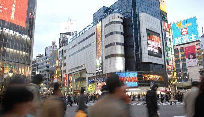 Busy city street in Japan