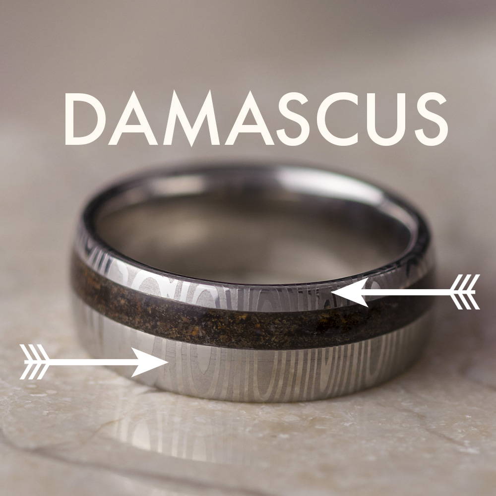 Damascus steel wedding band