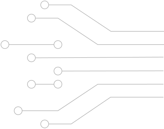 Circuit-inspired graphic with connected lines and nodes.