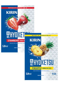 Kirin Hyoketsu strawberry and pineapple flavored drink mix packaging.