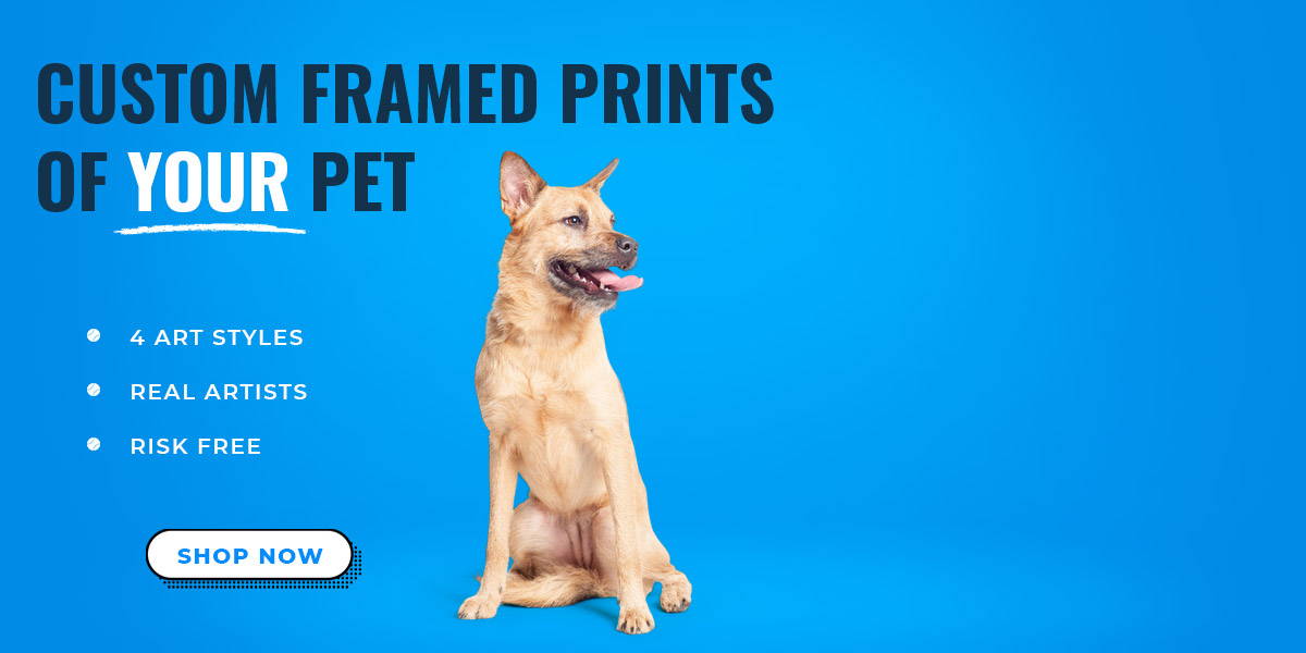 Custom dog art on modern framed print banner