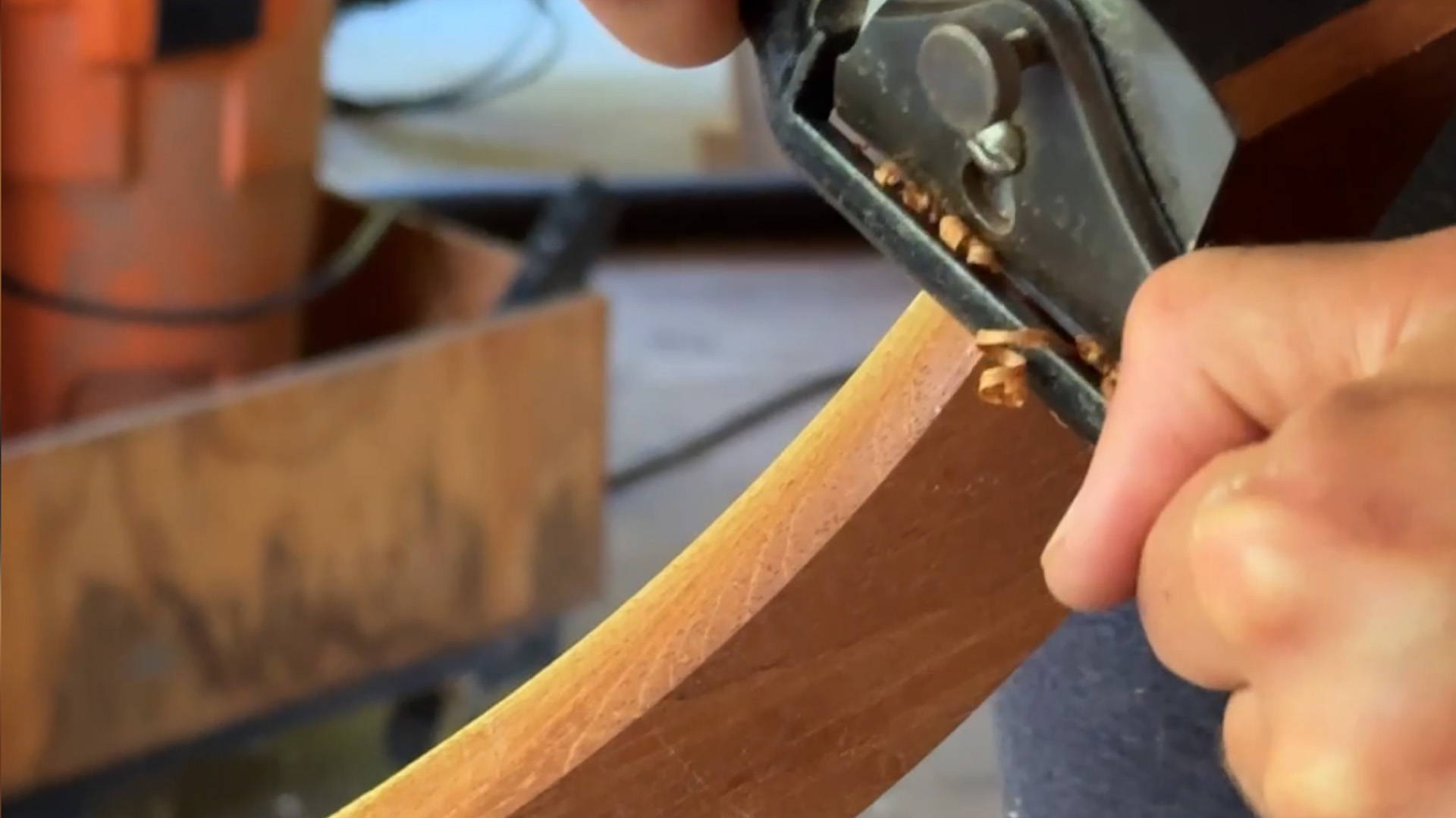 shaping a curved component with a spokeshave
