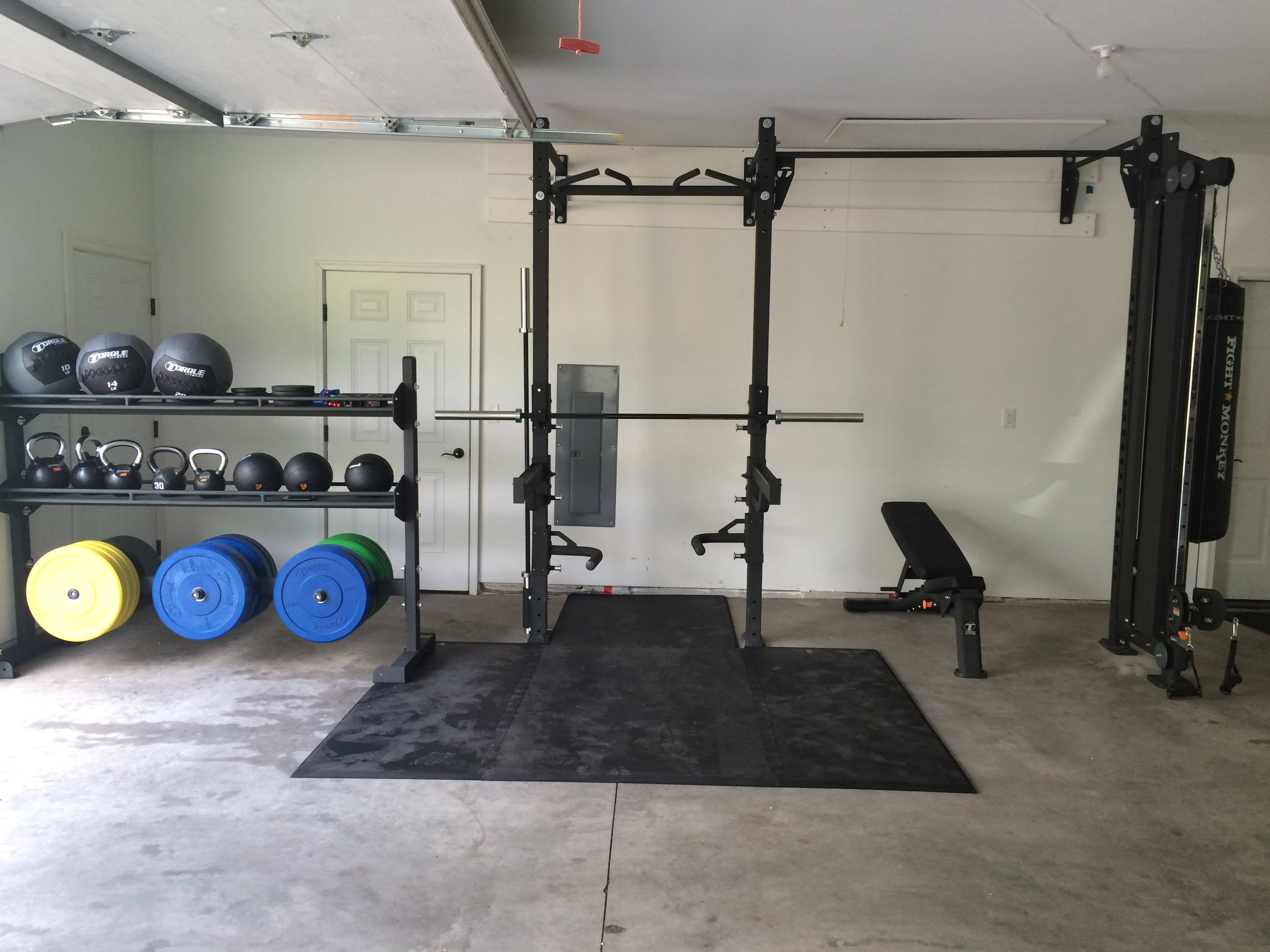 Torque Fitness squat rack in garage