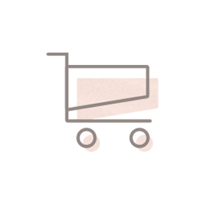 Shopping Cart Icon with brown outline and pink fill.