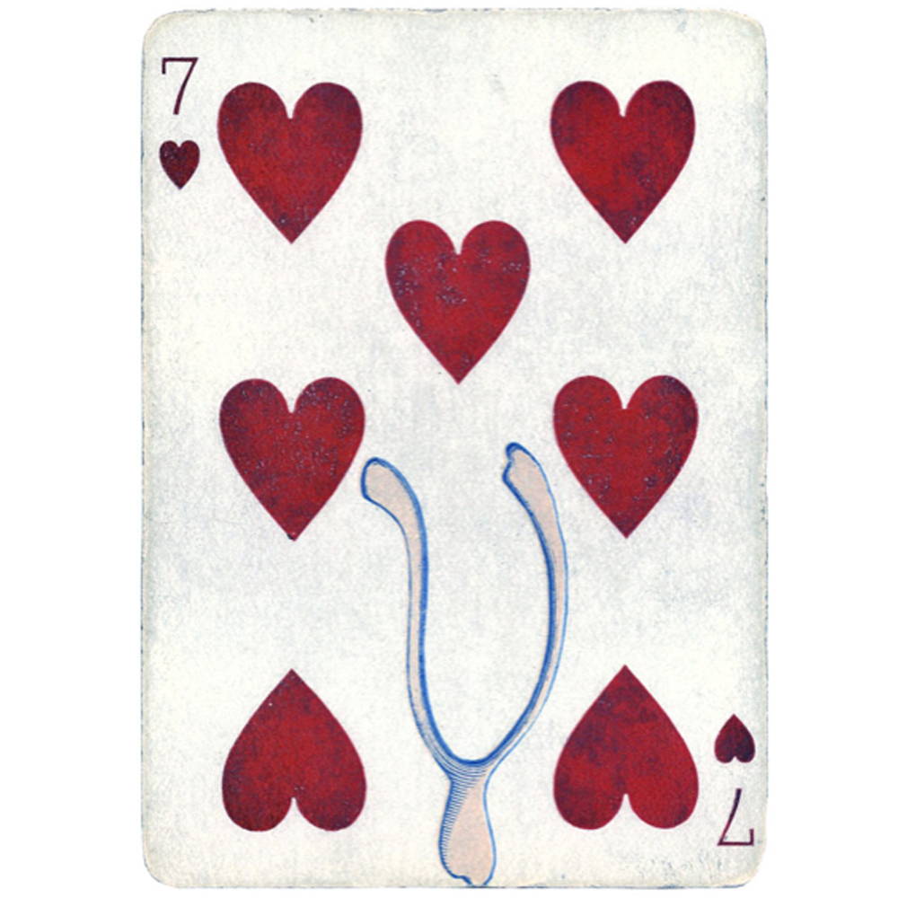 Vintage Seven of Hearts Card