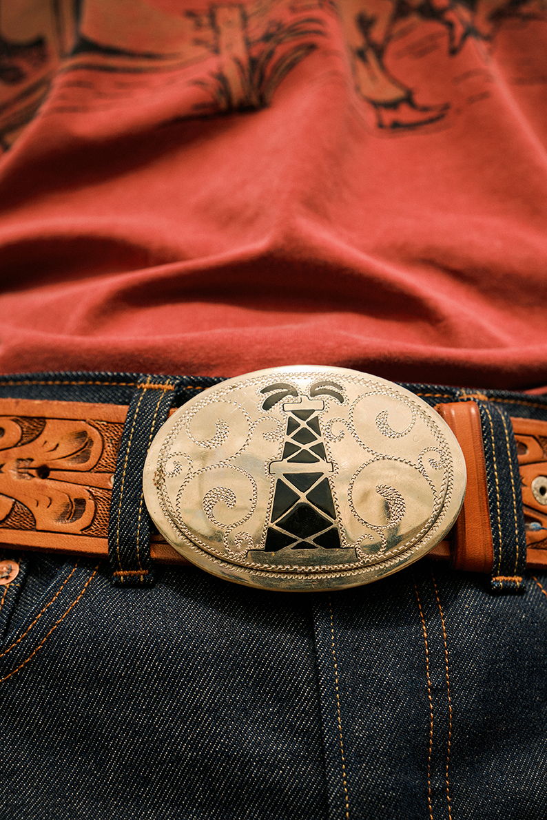Vintage Western Inlay Roughneck Rodeo Buckle