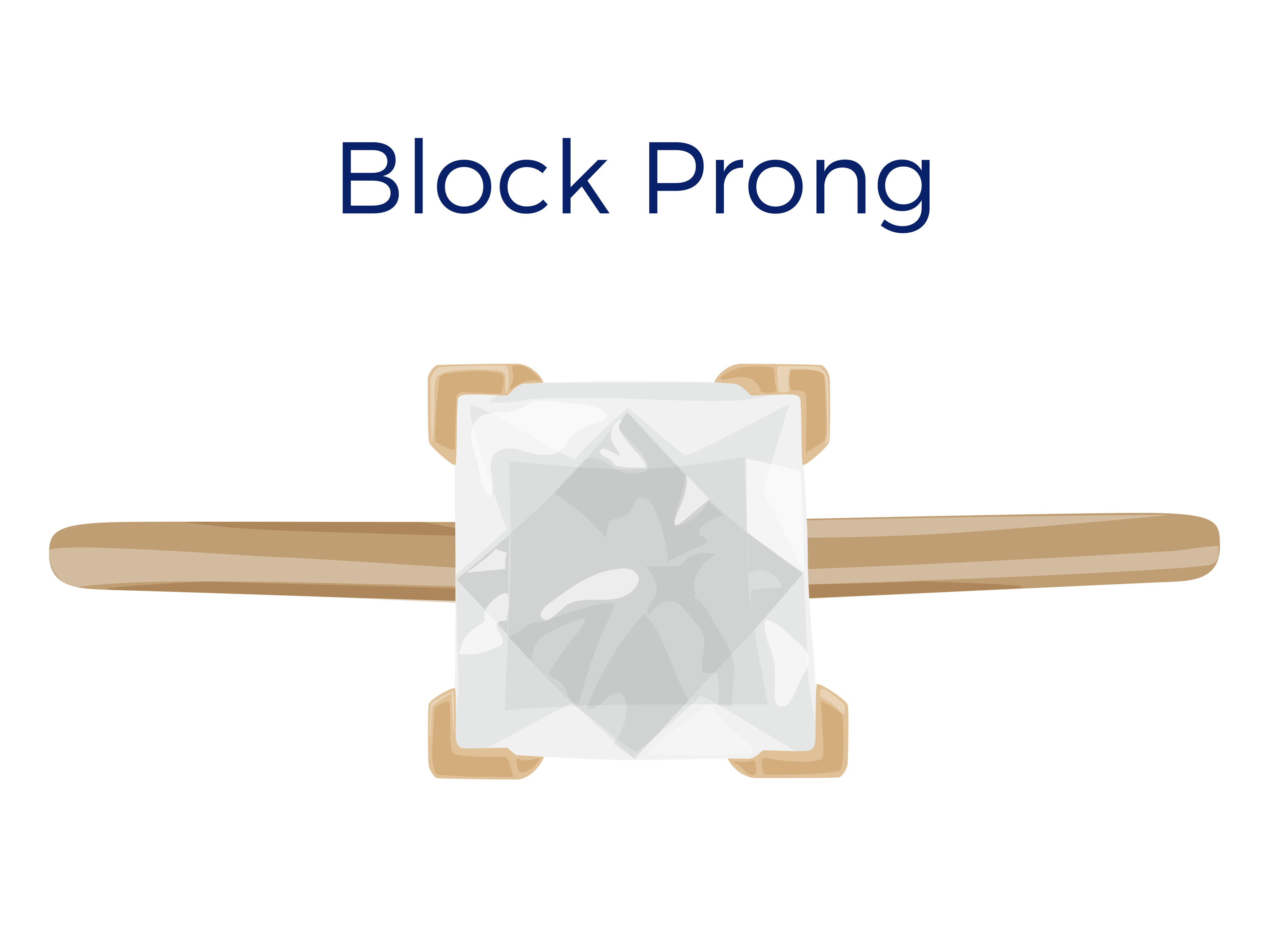 Block prong engagement ring setting
