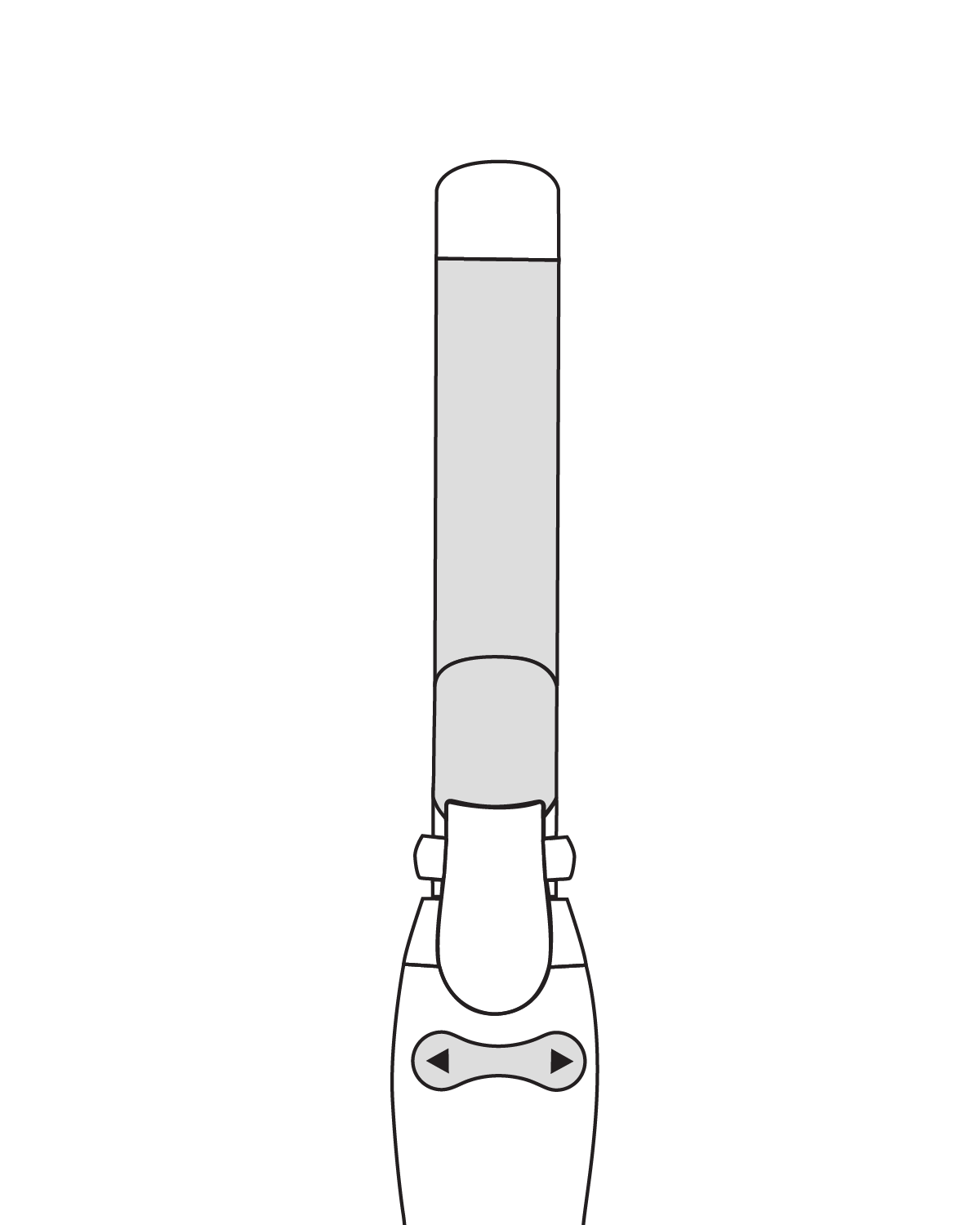 Black and grey vector drawing of the Beachwaver curling iron.