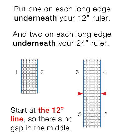 Quilt Ruler Upgrade Kit - Guide per Righelli da 12 e 24 + 6 Strisce  Aggrappanti