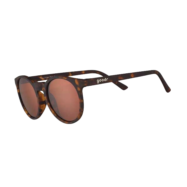 Tortoiseshell sunglasses with pink lenses and a stylish design.