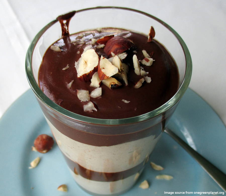 chocolate parfait in glass cup