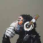 funny gorilla with headphonees painting