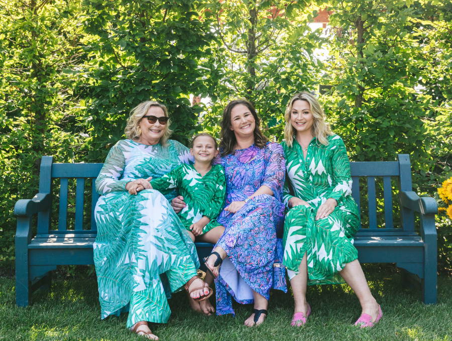 Ala, Sunny, and family wearing cotton, mesh and stretch knit styles by Ala von Auersperg