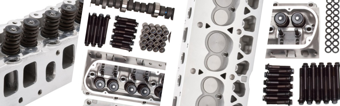 Photo collage of cylinder head packages for off-road vehicles.