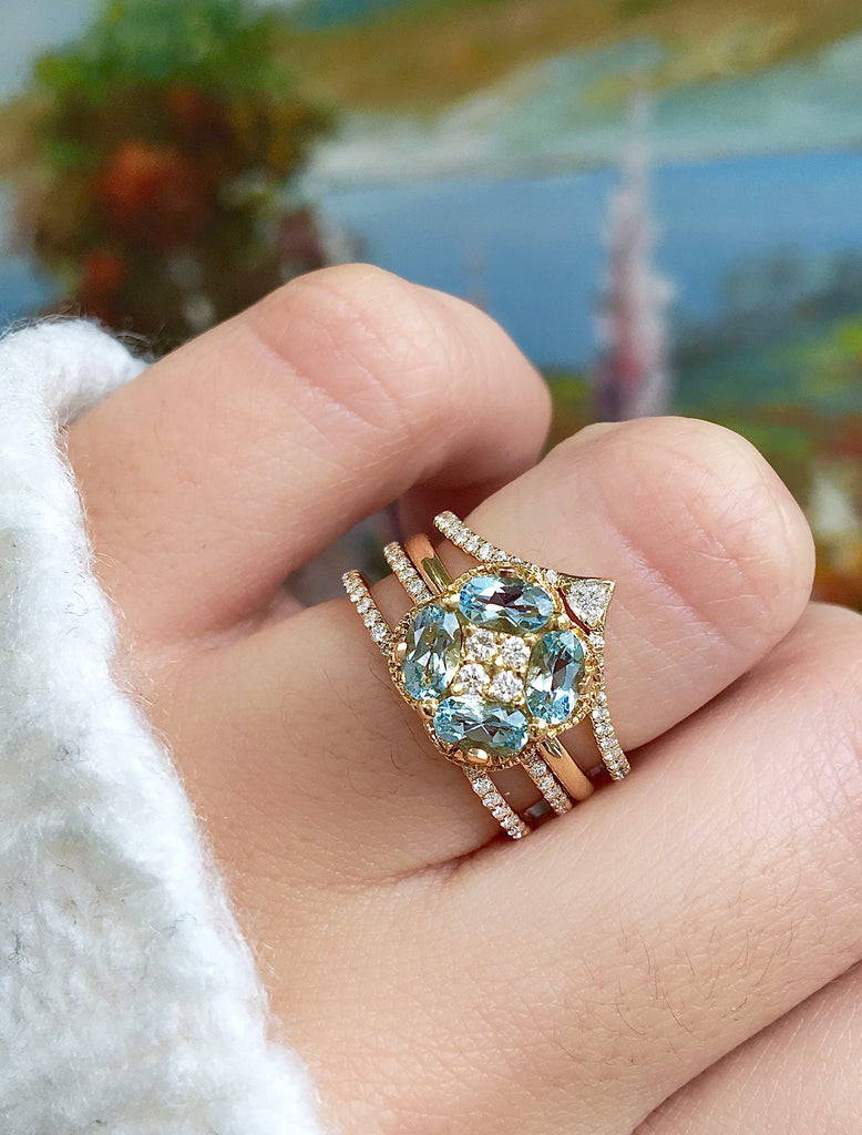aquamarine floral ring