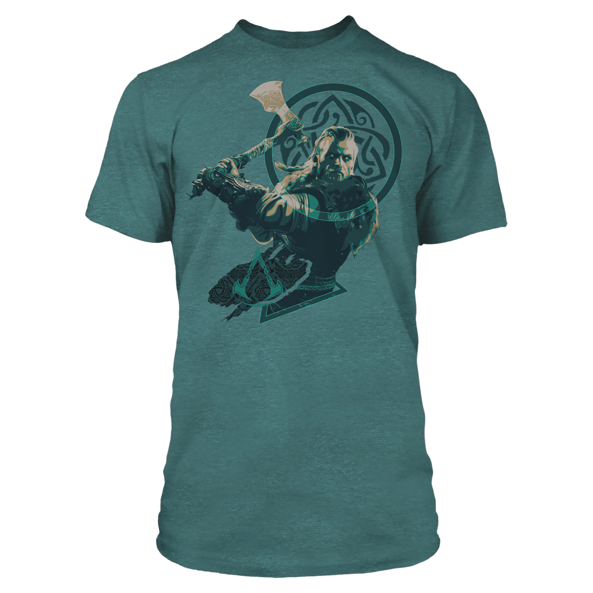 OFFICIAL ASSASSIN'S CREED VALHALLA VIKINGS BLUE LOGO PRINT BLACK T-SHIRT OFFICIAL ASSASSIN'S CREED VALHALLA VIKINGS BLUE LOGO PRINT BLACK T-SHIRT