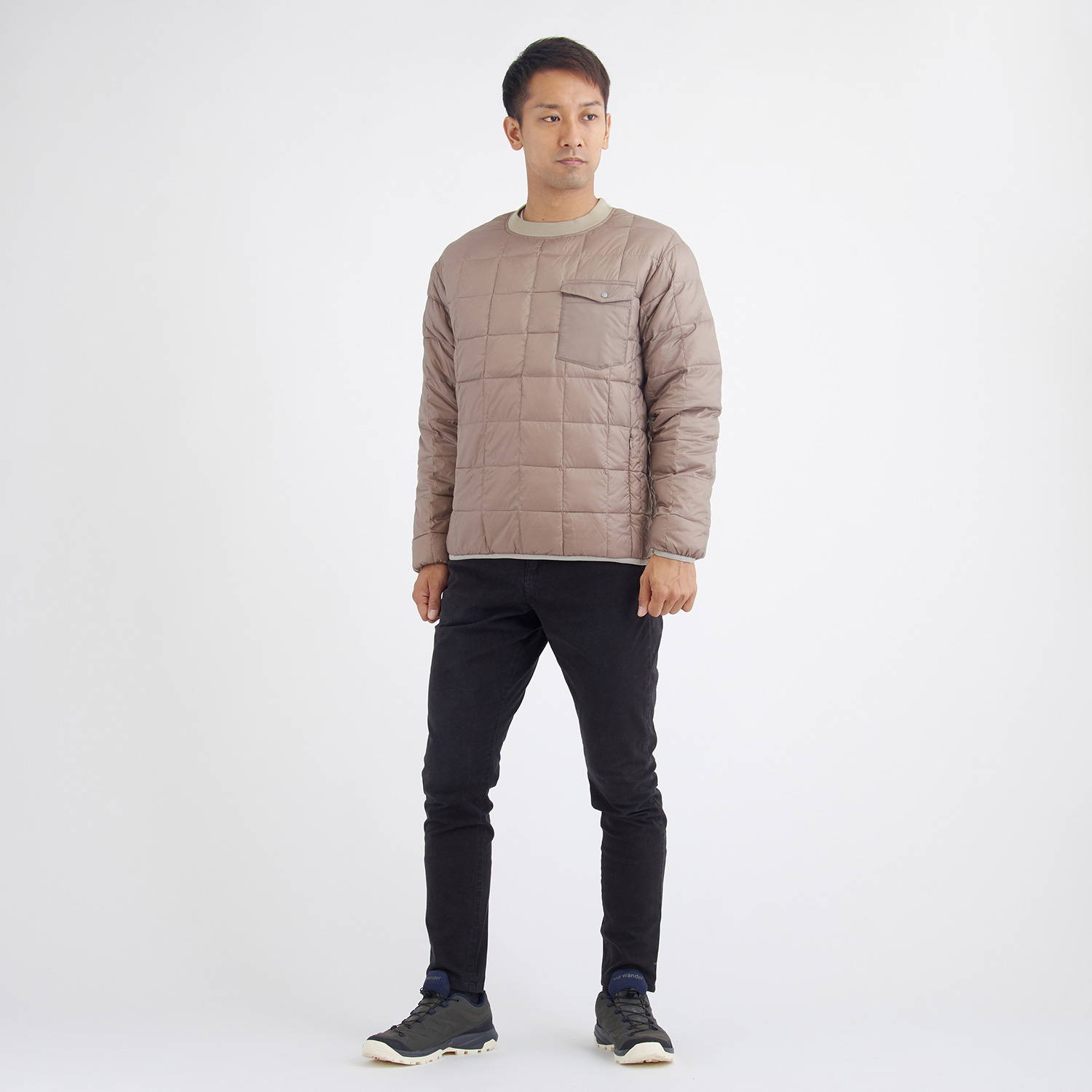 TAION（タイオン）/プルオーバークルーネックダウン/ベージュ/UNISEX
