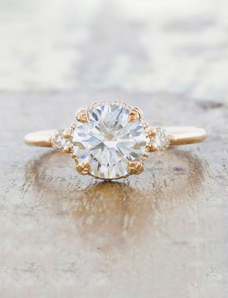 caption:Shown with 1.25ct round diamond in 14k rose gold