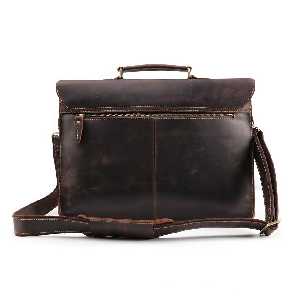 Men's Leather Briefcase Messenger Bag for 15 Inch Laptop Computers
