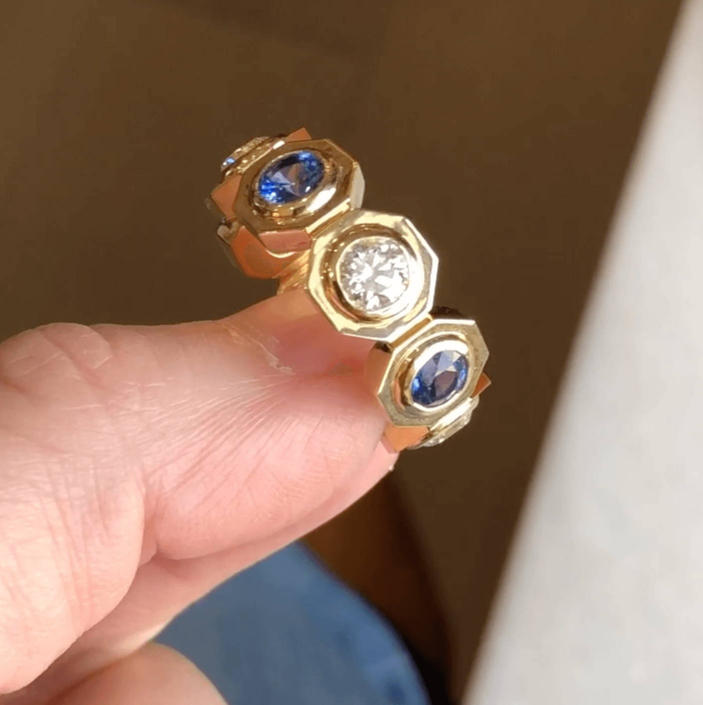 custom sapphire and diamond band