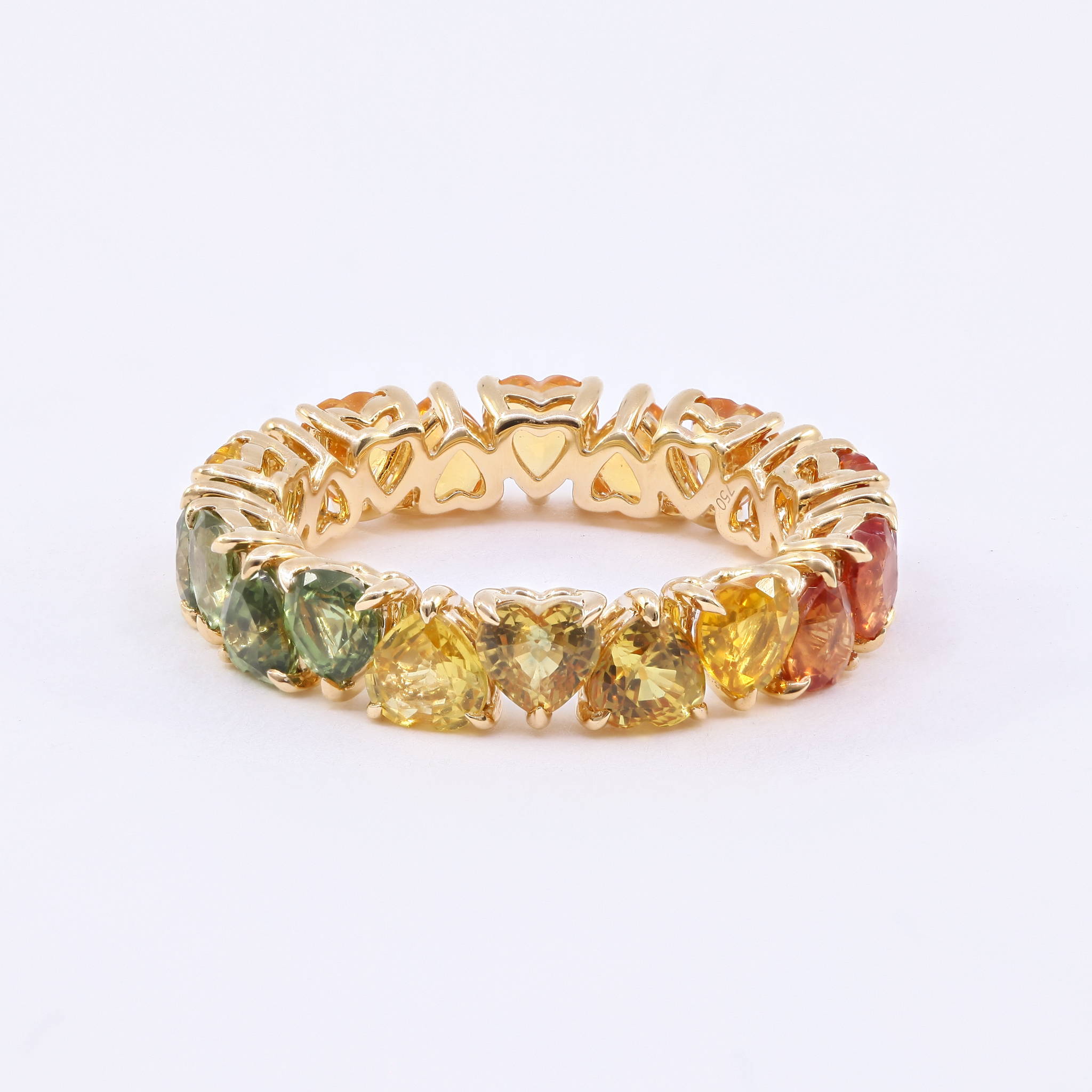 multi color heart sapphire band