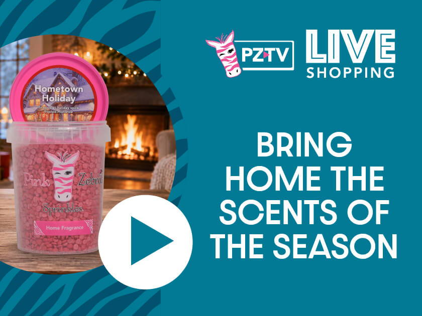 A promotional image for live shopping featuring scented products.