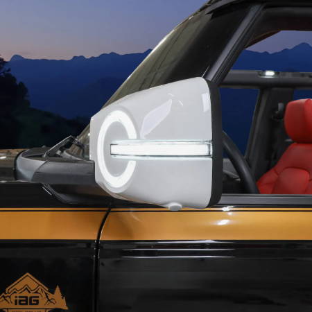 IAG I-Line Gloss White Side Mirror Lighted Cap 21+ Ford Bronco