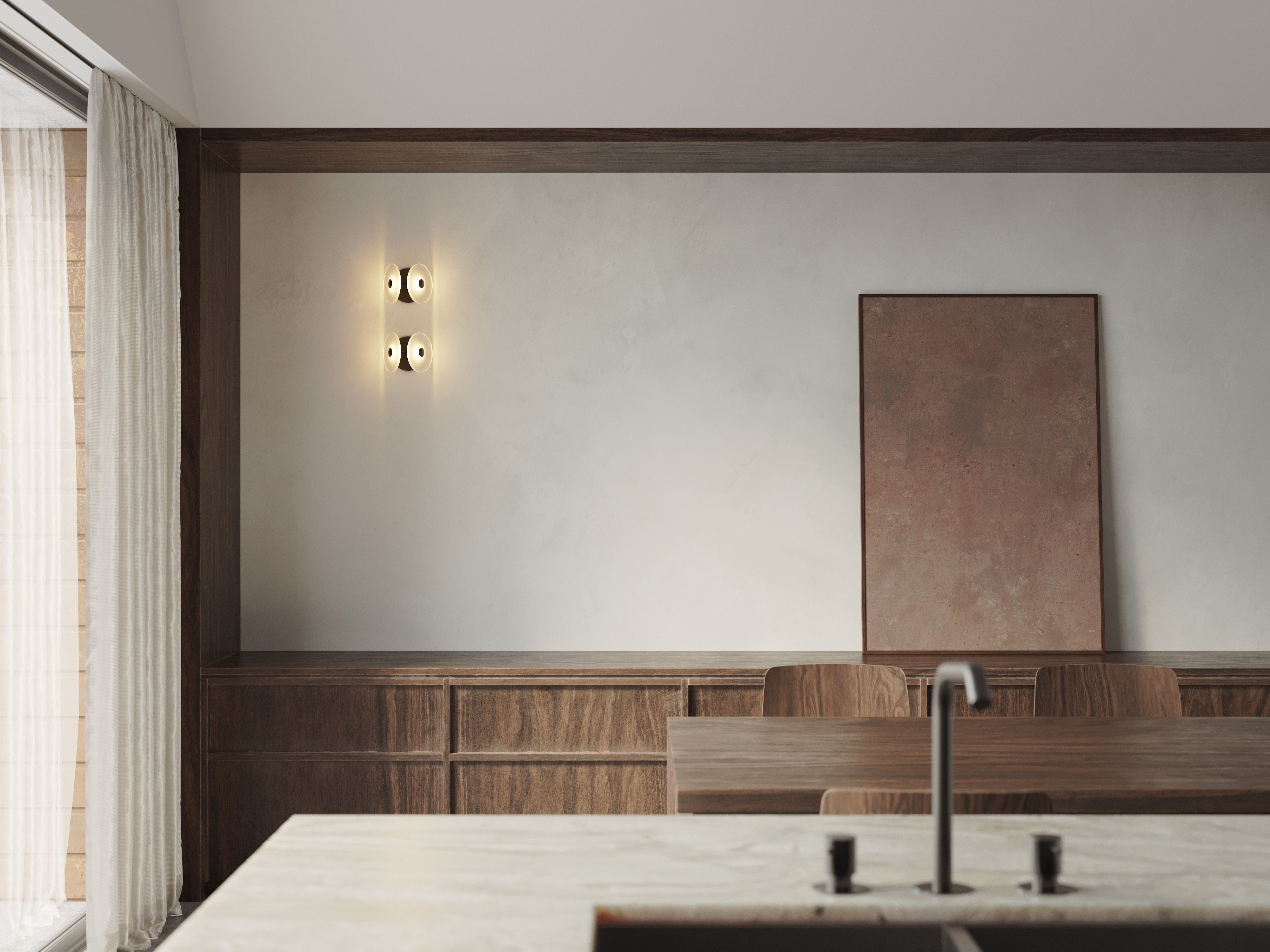 Coral Twin Wall Light on a dining room wall